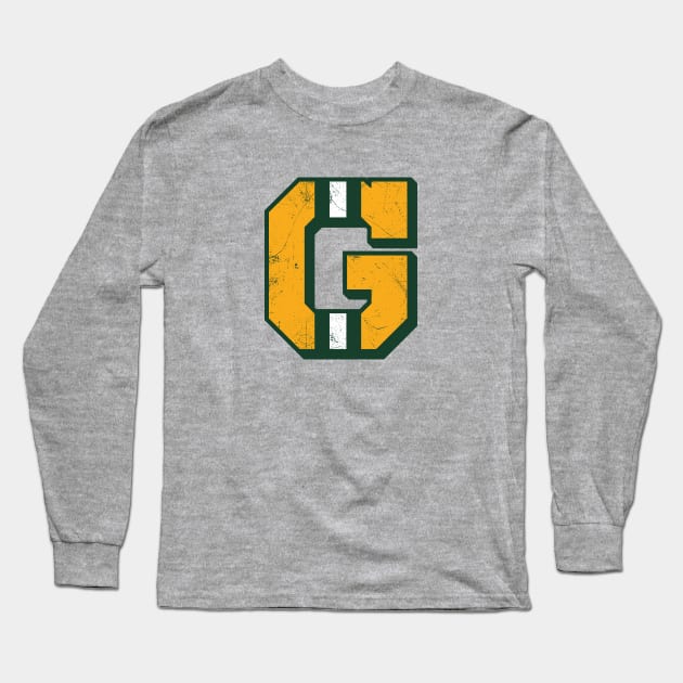 Green Bay G, vintage - white 2 Long Sleeve T-Shirt by KFig21